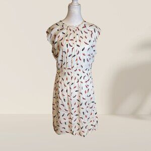 ✨ H&M Feather Print Sleeveless Dress – White/Multicolor – Size 12 (NWT)